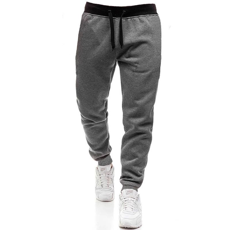 European & American Sports Pants: Men's Fitness Jogging Trousers for Spring/Autumn - Solid Color Fashion Casual Wear