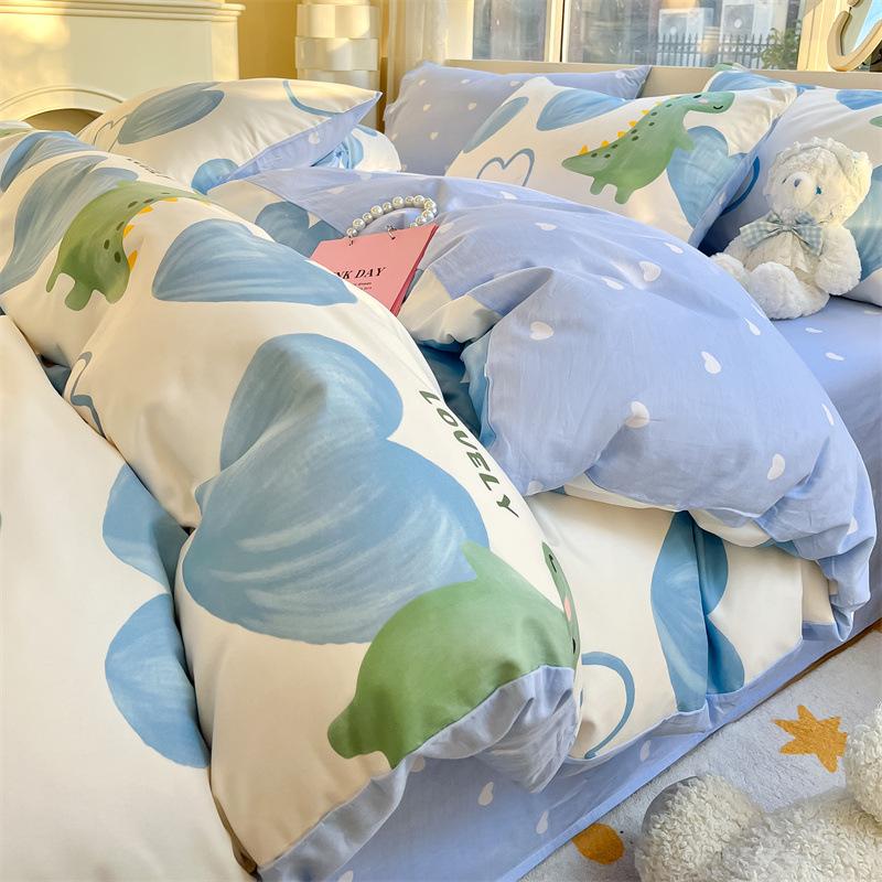 Bedding Four-piece Set, Cotton Pure Cotton Floral Quilt Cover, Bed Sheet Dormitory Three-piece Set