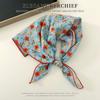 Elegant Cashew Small Square Scarf Cherry Floral Printed Silk Scarf Scarf Hair Band Flower Square Handkerchief Beach
