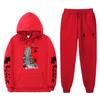 Mens Streetwear Hooded Sweatshirt Set Loose Fit Winter Warm Fleece Lined Casual Tracksuit