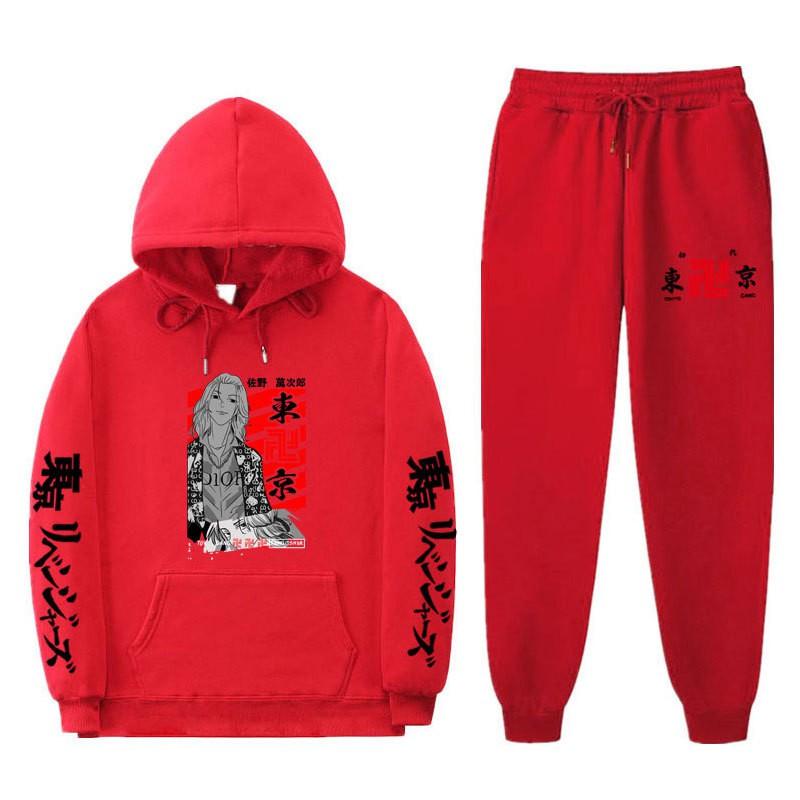 Mens Streetwear Hooded Sweatshirt Set Loose Fit Winter Warm Fleece Lined Casual Tracksuit