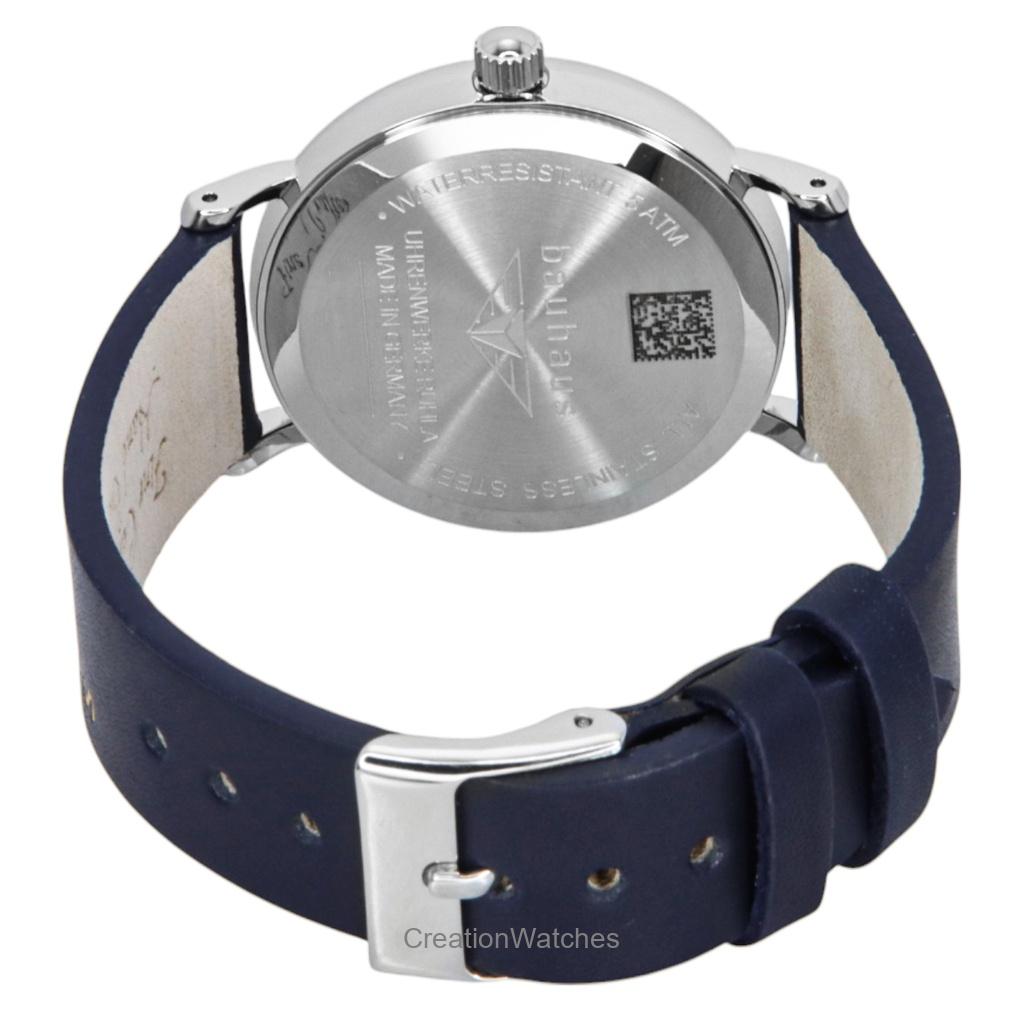 Bauhaus Classic Leather Strap Dark Blue Dial Quartz 21413 Women's Watch