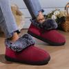 Cross-border Explosion Neutral Felt Collar Bag Heel Cotton Shoes Burgundy Winter Indoor Shoes Comfortable Memory Cotton Winter Models