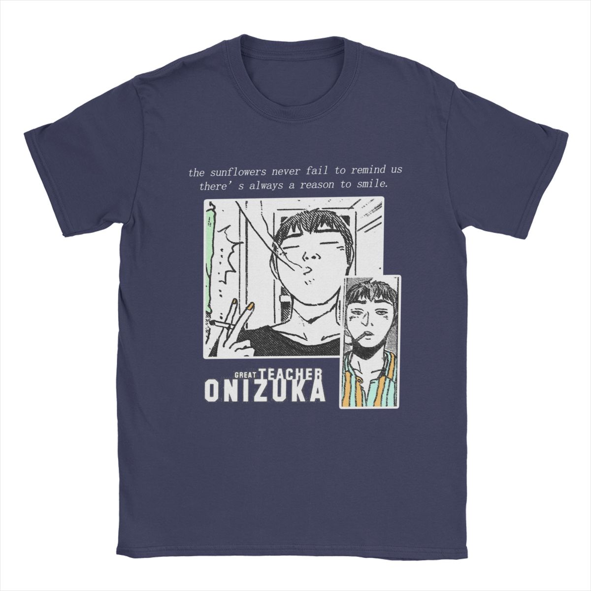 

Чоловічі футболки Great Teacher Onizuka Соняшник GTO Аніме 100% Бавовняний Одяг Мода Футболка з Круглим Вирізом Друкована Футболка XL темно-синього кольору