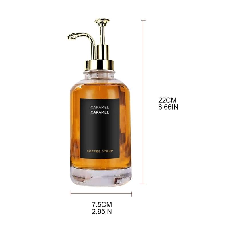 Coffee Syrup Dispenser for Bar Coffee Pump Dispenser Glass Syrup Bottle Set of 2 Refillable Bottles for Condiment
