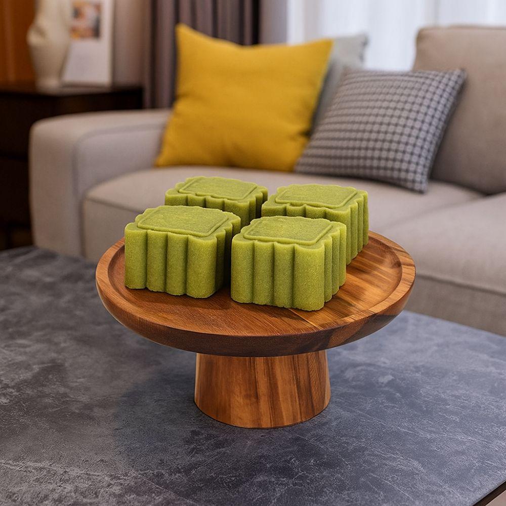Household High-Footed Cake Plate Practical Acacia Wood Fruit Plate  Living Room