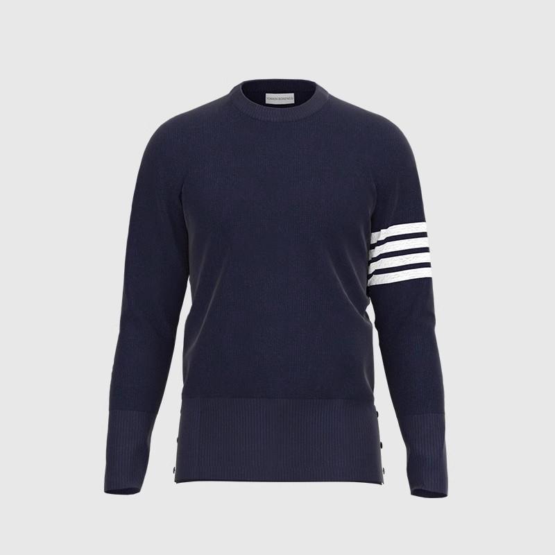 TB [Official Authentic] Sweater Unisex Base Sweater Classic Round Neck Pullover Slim Fit Versatile Knit Sweater