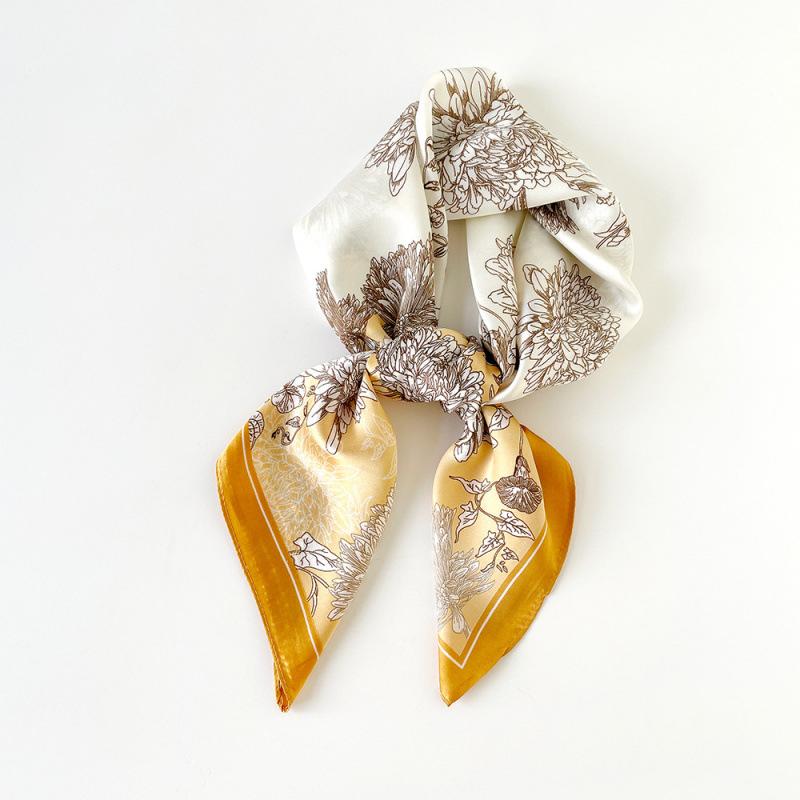 New Spring and Summer Scarf Yellow Pastoral Floral Scarf Scarf Professional Decorative Shirt Scarf Shawl