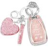 QBUC For Chevy Key Fob Cover With Diamond Keychain, 5 Button Key Case For Women For Chevrolet Equinox Malibu Camaro Blazer Cruze Traverse Trax Volt