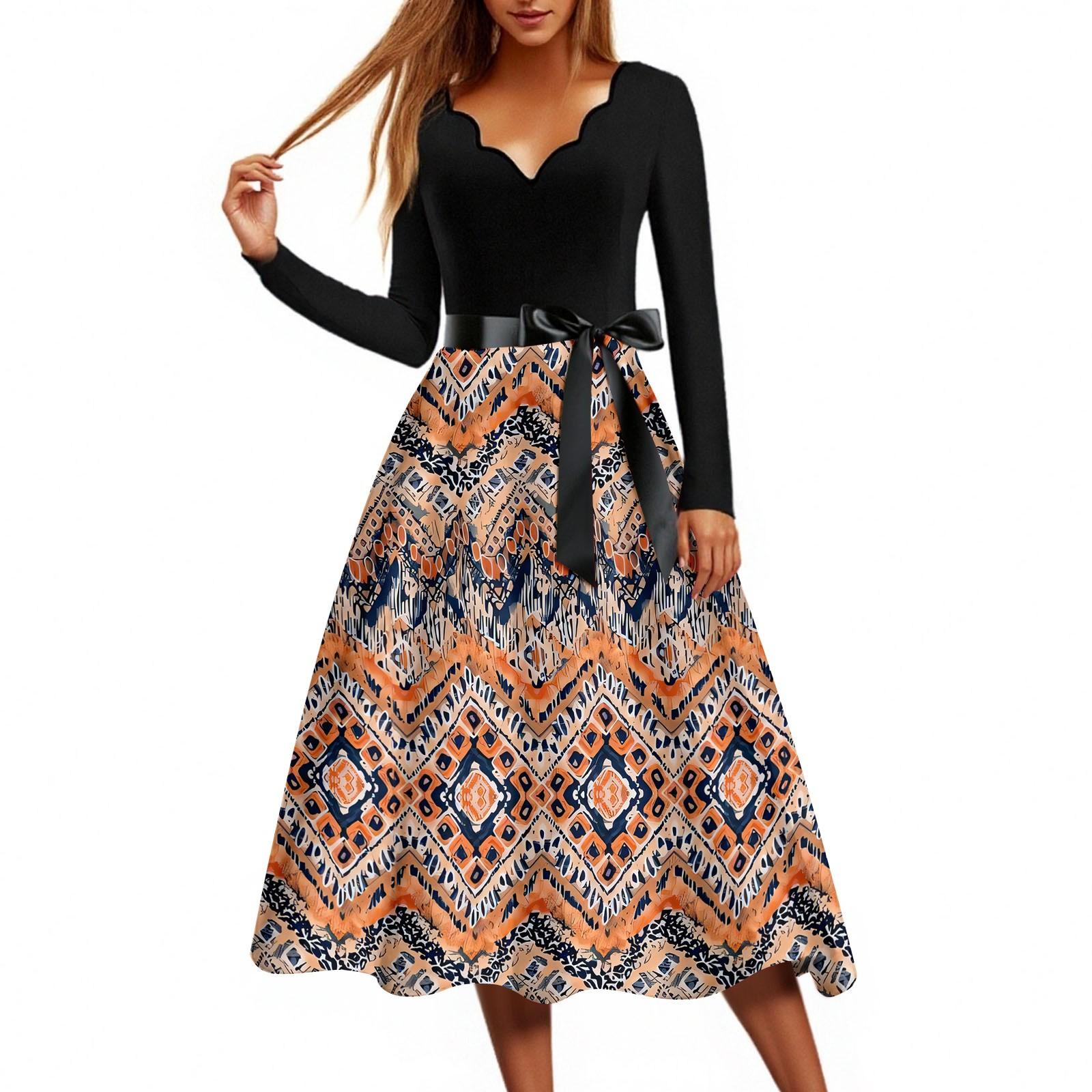 

Женское повседневное модное платье винтажного стиля с цветочным принтом и V-образным вырезом XXXL коричневый