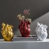 Black Anatomical Heart Vase Simulation Heart-Shaped Art Resin Vase Decorative Potted Flower Vessel Gift Room Office Desk Decor