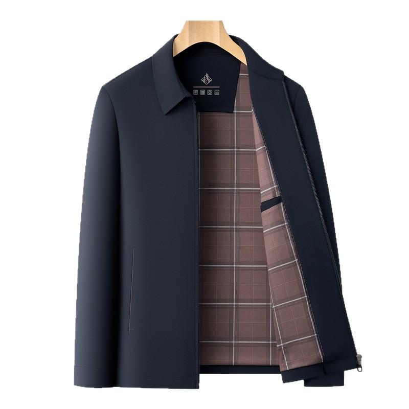 Men's Solid Color Lapel Jacket - Middle-Aged Business Casual Executive Coat