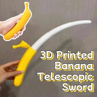 Fruta Simulada Banana Retrátil Brinquedo Banana Extensível Criativa Vara de Banana Extensível Role Play