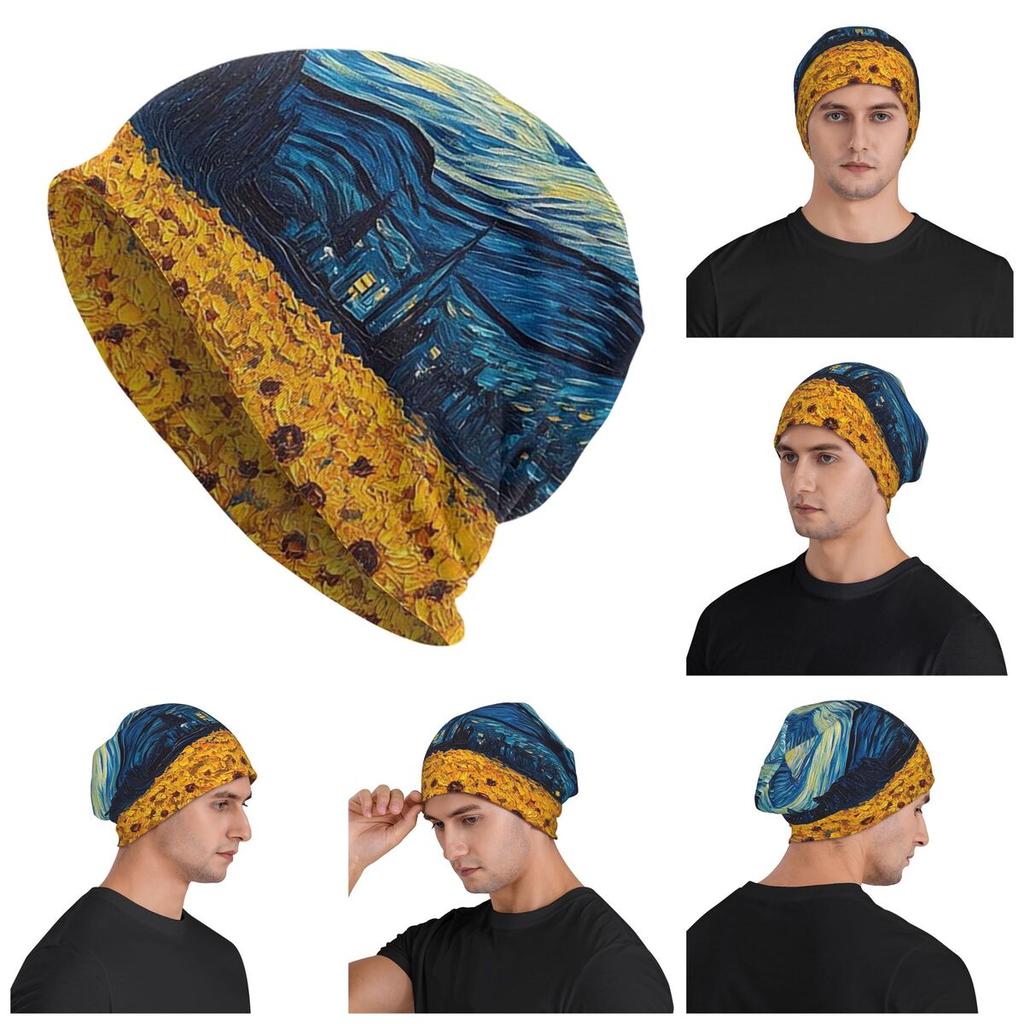 The Starry Night By Vincent Van Gogh Men Women Adult Beanies Caps Knitted Bonnet Hat Warm Autumn Winter Outdoor Skullies Hats