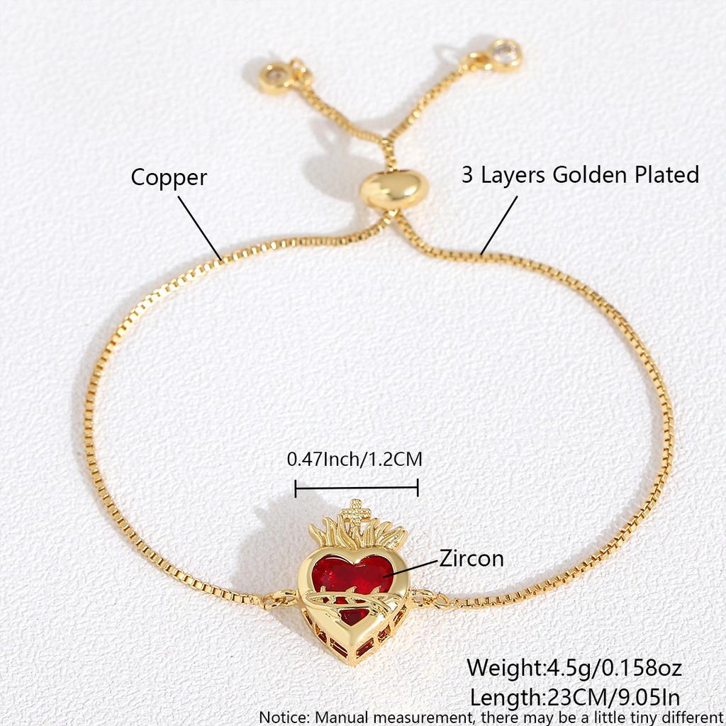 Fashion Heart-shaped Pendant Bracelet, Holy Heart Cross Bracelet, Versatile and Sweet Accessory