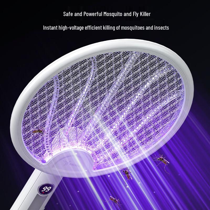2-in-1 Foldable Electric Mosquito Swatter with Digital Display