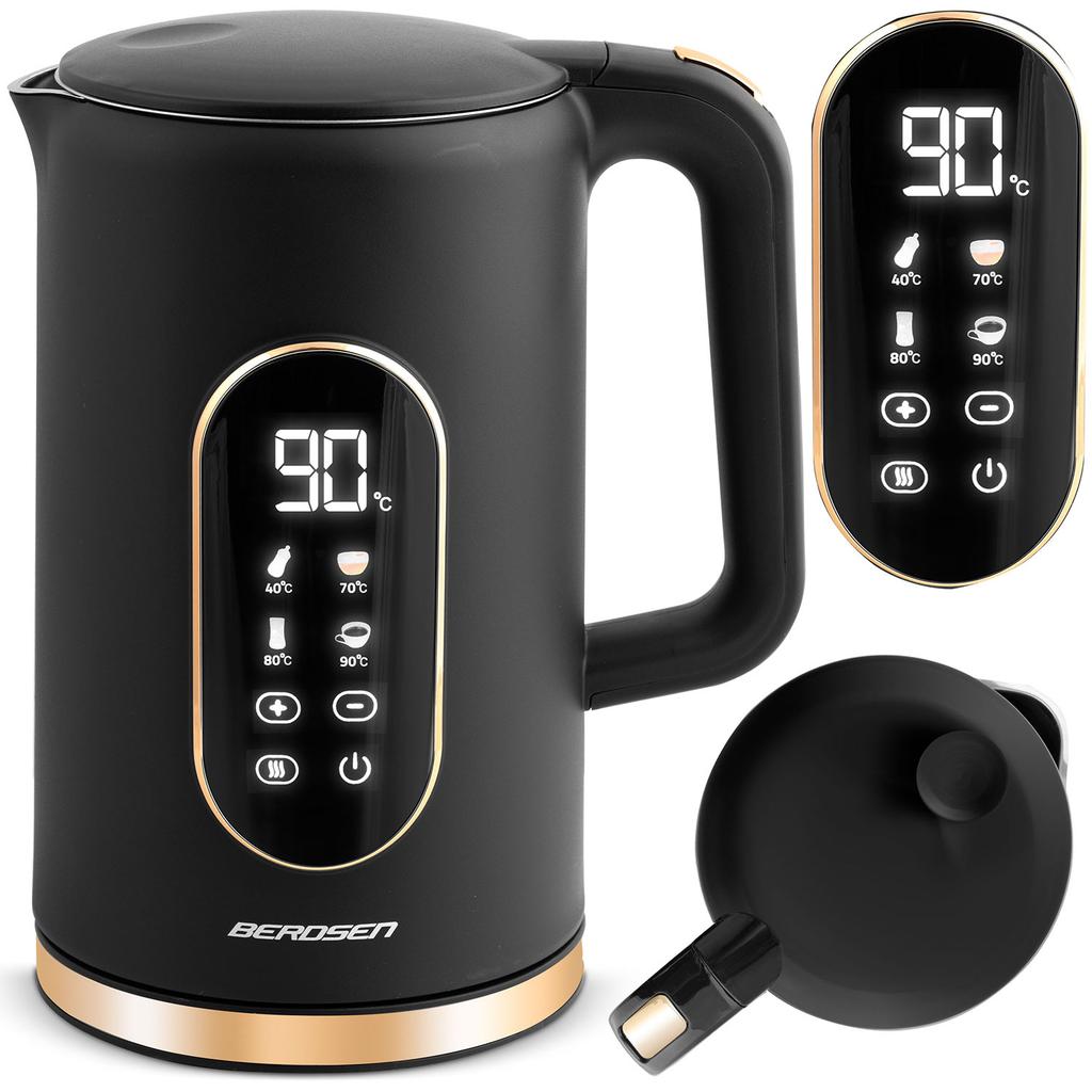 Berdsen BD-712 1.7l Electric Kettle Black and Gold