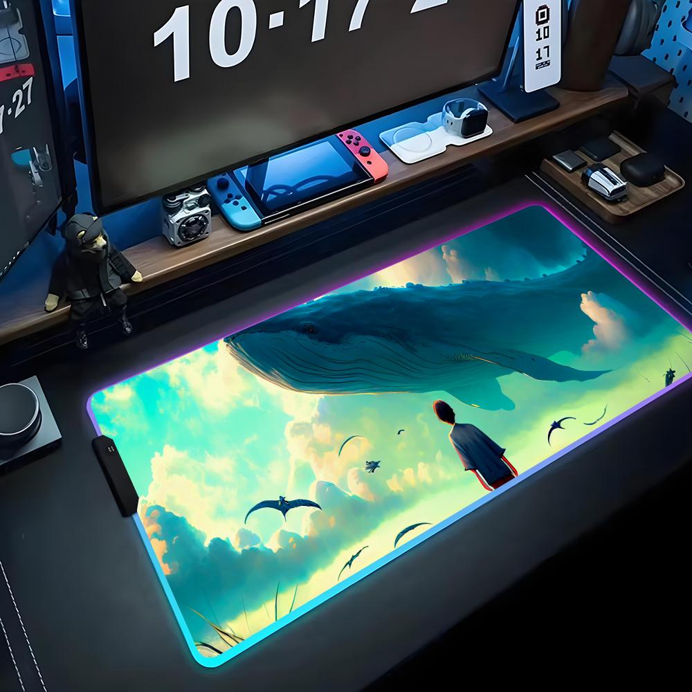AI art painting Mouse Pad RGB Gaming Mousepad Big LED Pad PC Desk Mat Luminous Mouse Pad Large Keyboard Mats Table Rug With