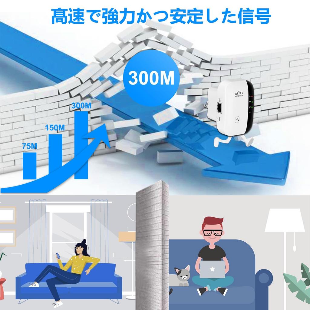 WIFI Wireless LAN Repeater WiFi Relay Wireless Booster Point Mode Compatible with 300Mbps Range Extender Long Range Signal Strengthening Expansion