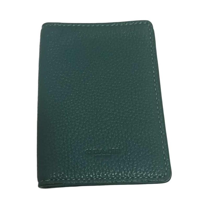 

COACH 10 pebbled folding leather card holder wallet women s green green зелений