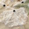 Retro Polka Dot Lace Panties – Ice Silk Trim with Cotton Crotch & Bowknot