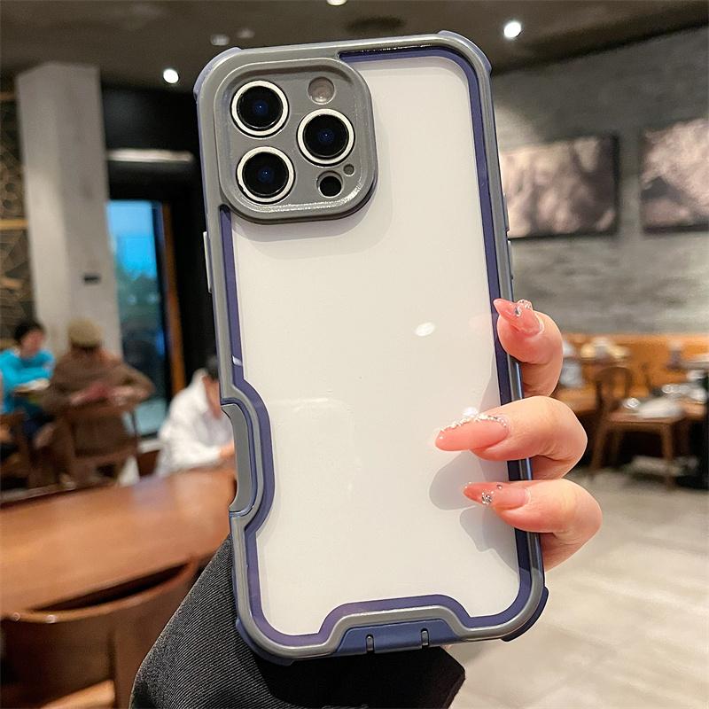 Luxury Simple Color Collision Acrylic Phone Case For iPhone 16 15 14 Plus 13 12 Pro Max 11 Hard Shockproof Proteciton Back Cover