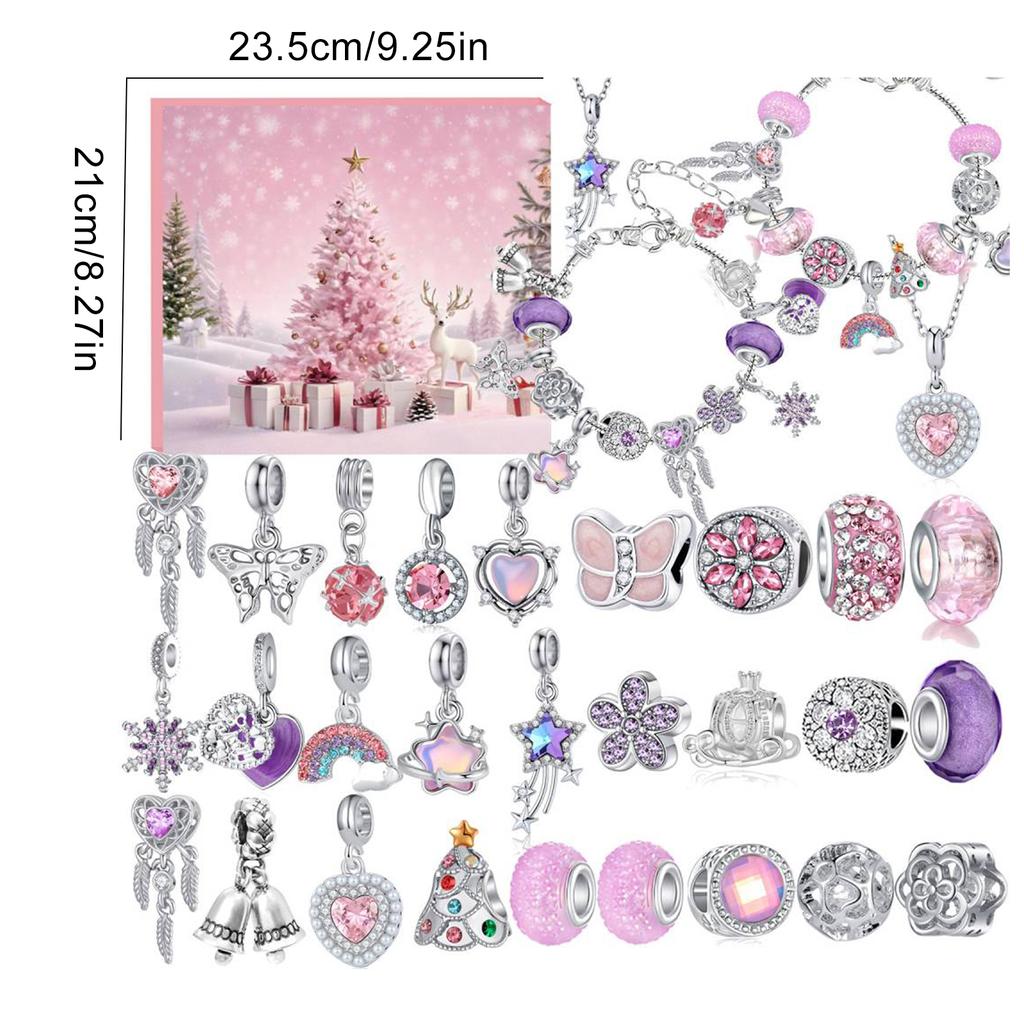 Jewelry Christmas Countdown Calendar DIY Bracelet Necklace Jewelry Making Kit Christmas Advent Calendar for Girls