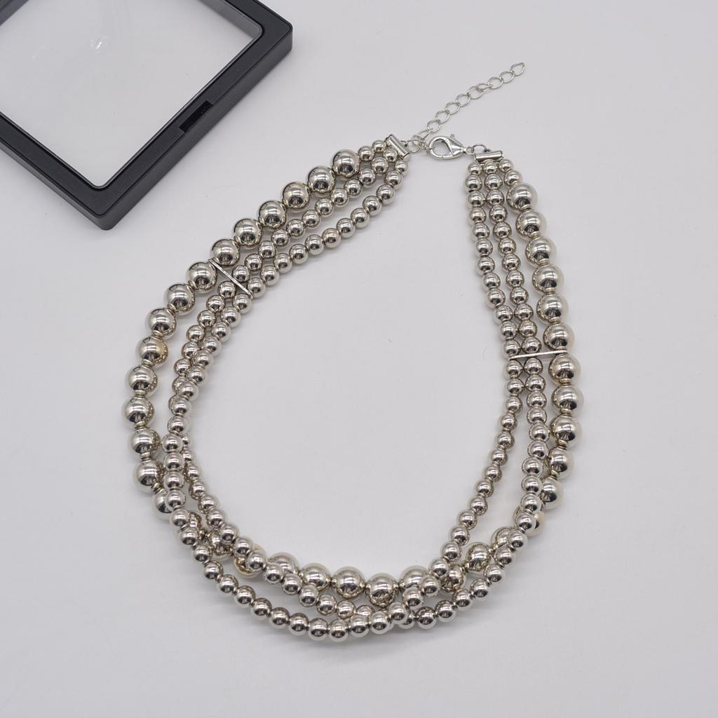 Feng Blogger, die gleiche Metallkugel-Halskette, personalisierte mehrschichtige gestapelte Halskette, übertriebene Persönlichkeit, schwere Kragenbein-Kette