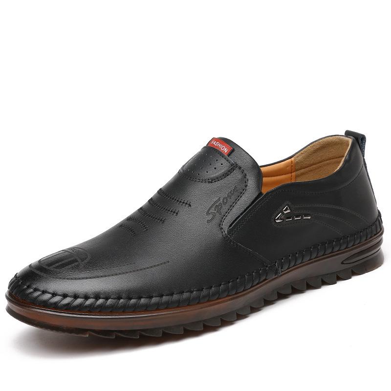 

Модная мужская обувь, повседневные летние мужские мокасины, кожаные мокасины, удобные дышащие туфли-лодочки, мужские туфли-лодочки, шапочки-бини, большие размеры 38 чёрный