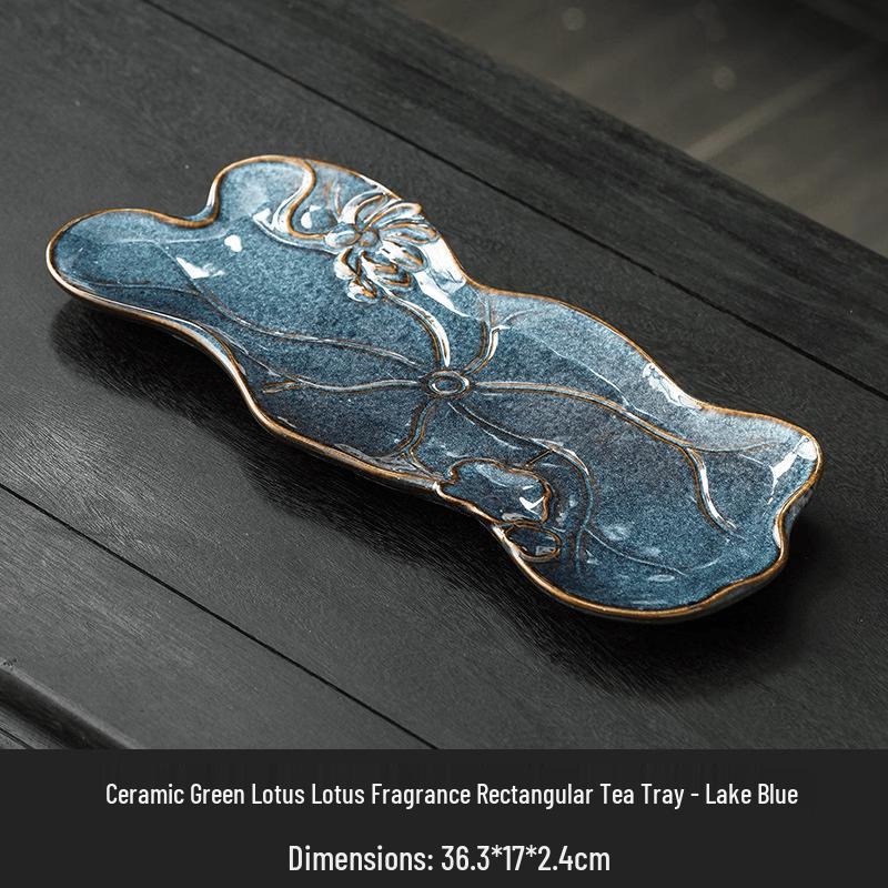 Chaxun Ceramic Lotus Rectangular Tea Tray