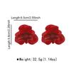 Exaggerated Metal Large Red Rose Flower Earrings for Women Europe America Personality Daily Commuter Jewelry Holiday Accessory