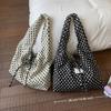 Korean Dots Shoulder Handbag Double-sided Wearable Large Capacity Tote Bag for Women Office Commuting