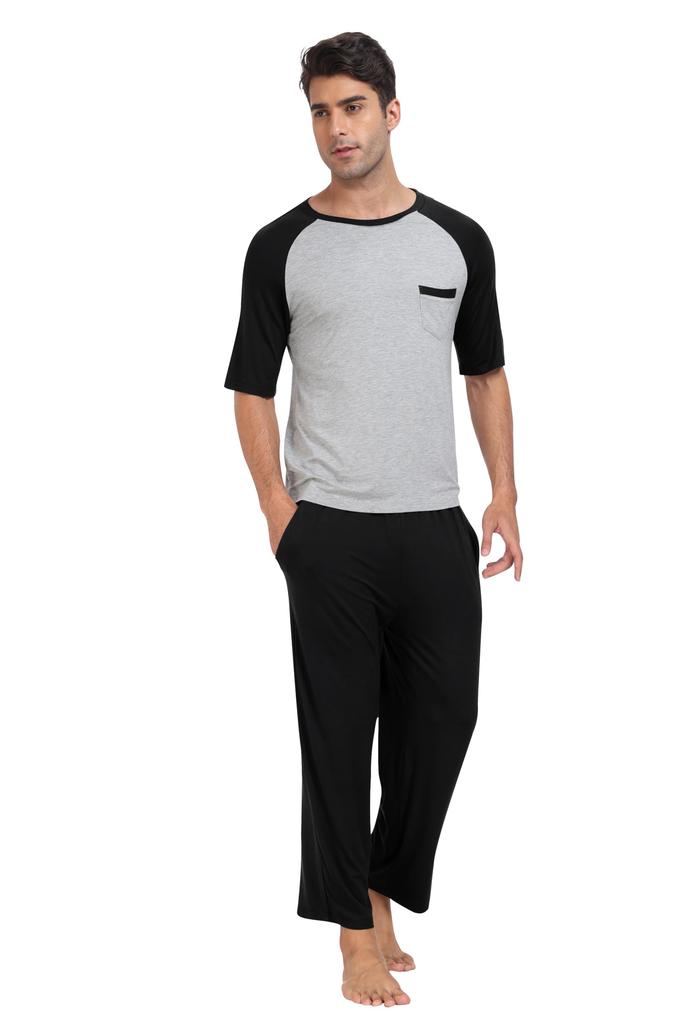 MoFiz Sommer Loungewear Kurzarm Oberteil und Hose Lockerer Schnitt Sweatshirt mit Weich und Atmungsaktiv und Übergrößen Perfektes Geschenk Herren Set, Taschen,