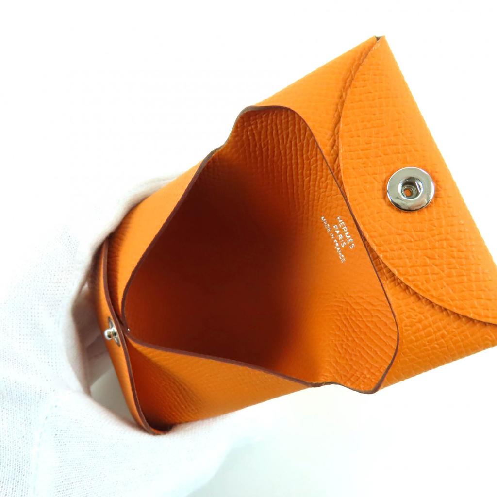 Pristine HERMES Coin case Bastia Orange Epsom Leather Women Used
