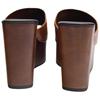 Zara Fashion Slip-On High Heel Leather Square Toe Wedge Sandals Women Sandals Brown 1319610105