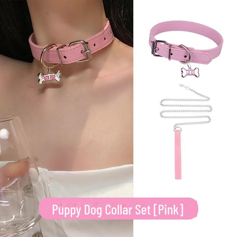 Y2K Black & White Dog Bone Choker Necklace - Cute, Cool, Sweet Girl Style Accessory