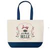 Shopping Bag - PLANETEE - Inès the Most Beautiful - Blue Background - Cotton 40x45 Cm - Large Size