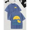 Men's Heavyweight Vintage Lemonade Print T-Shirt - Oversized Retro Lemon & Jesus Lemonade Back/ Front Design, Distressed Washed Short Sleeve Tee,