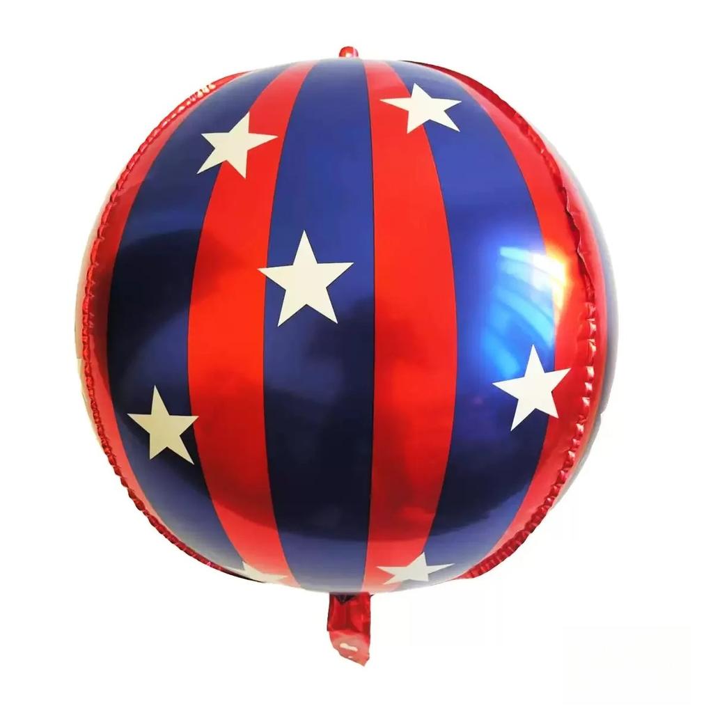 1PC 22inch 4D Striped Star Aluminum Film Balloon Spheres That Can Float in The Air for Christmas