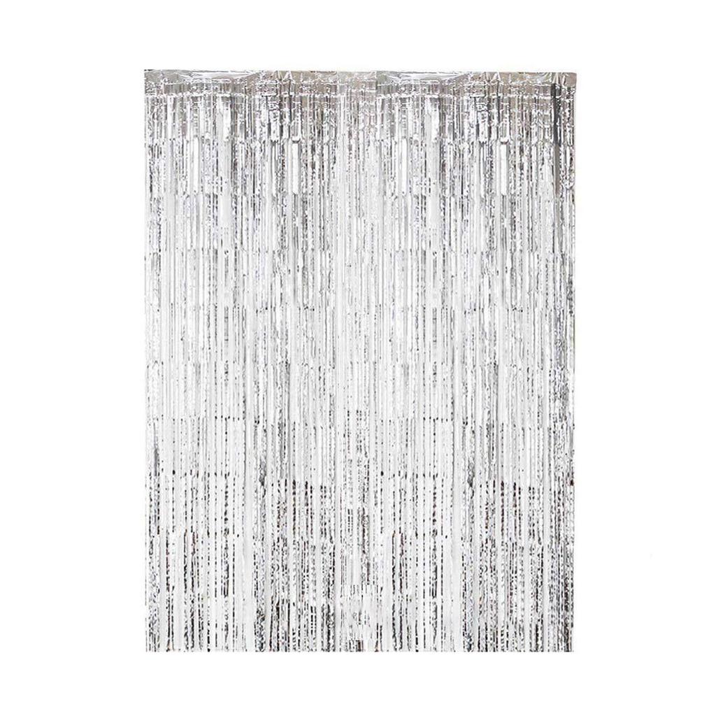 Foil Curtain Backdrop Silver Metallic Tinsel Foil Fringe Curtains For Birthday Wedding Holiday Celebration Party Decorations