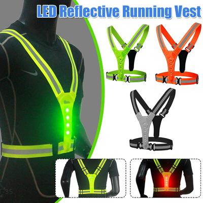LED Reflective Running Vest Adjustable Warning Lights Safety Gear for Women/Men Cycling Mountain Road Bike Supplies
