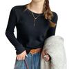 Autumn and winter new solid color soft waxy round neck knitted bottoming shirt female slim slim slim pullover sweater with top