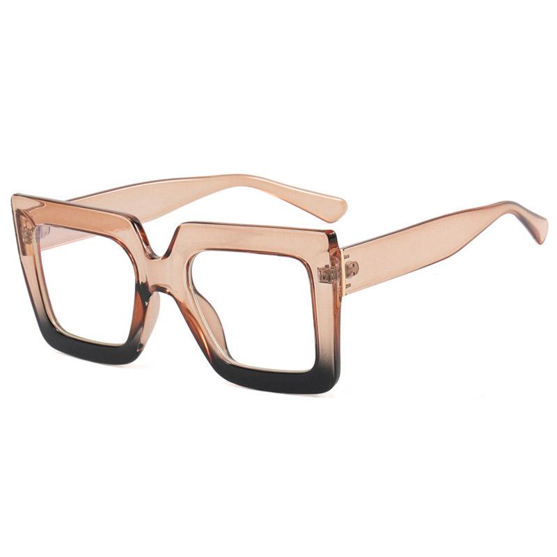 New Fashionable Anti-blue Light Glasses For Men And WomenTwo-color Transparent Square Large-frame Flat Glasses 8561