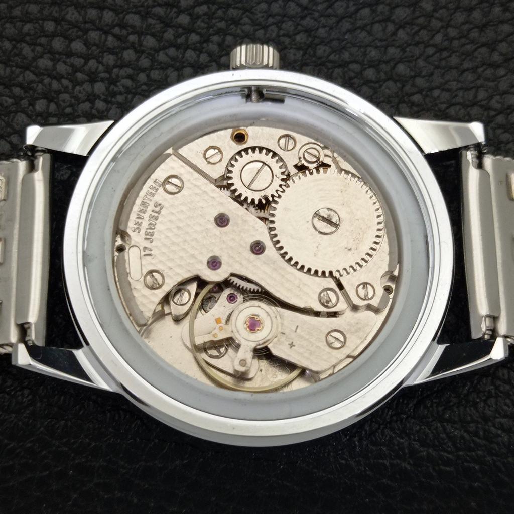 SZWAJCARSKI VINTAGE MONTINE RĘCZNY MĘSKI ODNOWIONY ZEGAREK CZARNA TARCZA a441069-1