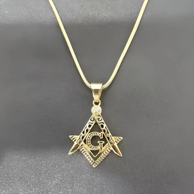 Mason Necklaces Pendants Gold Silver Color 316L Stainless Steel Round Snake Chain For Women/Men Masonic Symbol Jewelry