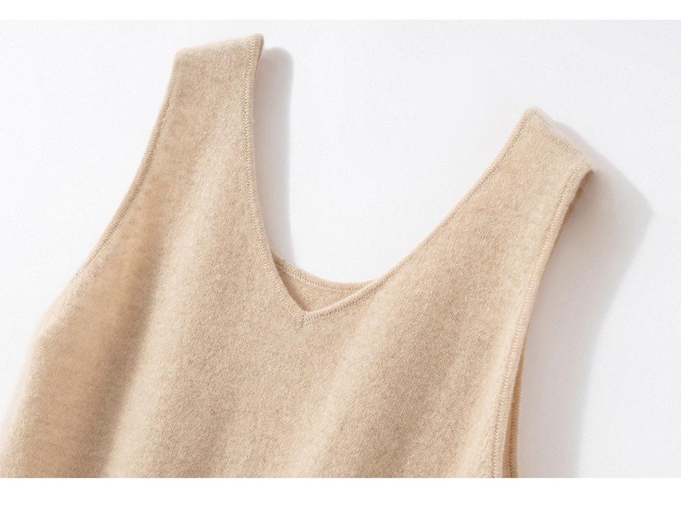 Women's Reversible 100% Cashmere Sleeveless Knit Pullover Vest