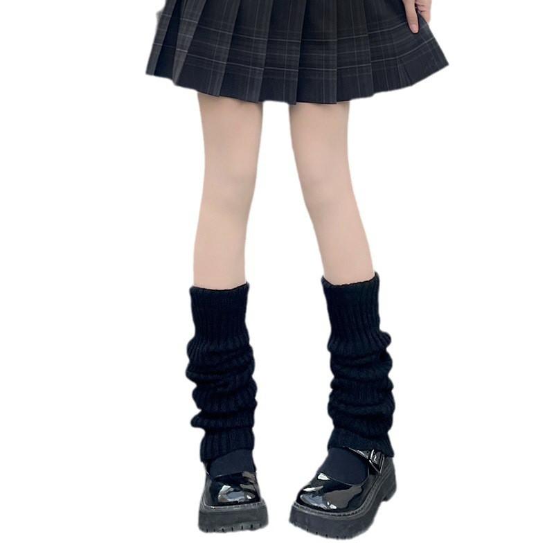 Womens Knee-High Knit Leg Warmers Cotton Blend Over-the-Knee Socks Lolita JK Streetwear Winter