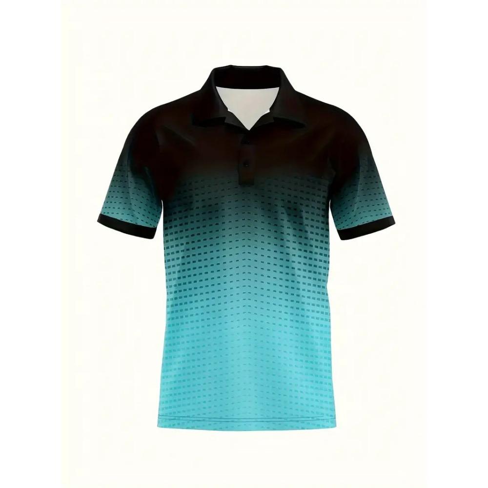 Men's Gradient Top Casual Lapel Short Sleeved Polo Shirt