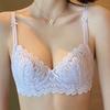 Ivory Lace Underwire Bra with Scallop Trim and Bow Straps