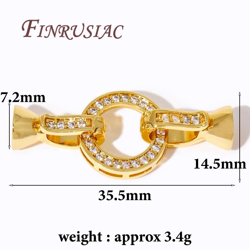 18K Real Gold Plated Brass with Zircon End Beads Clasp,Round Connector Clasps For Jewelry Making,Fastener Connecting Findings